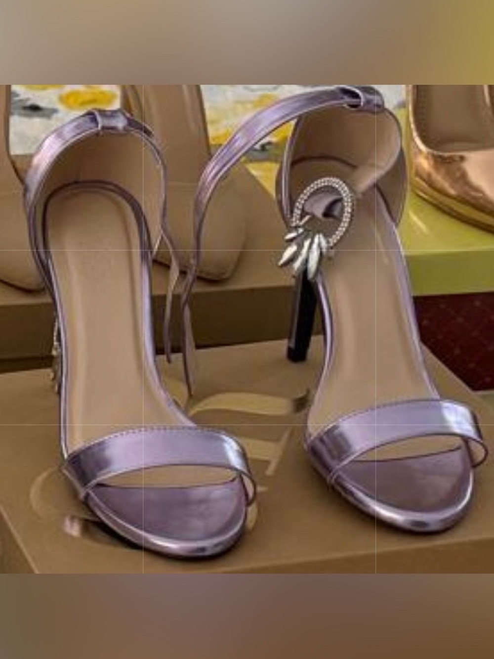 Calvin Klein Metallic Lavender Ankle-Strap High Heels - Picture 1 of 1